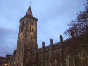 St Salvators tower, at the University of St Andrews. 8am on Graduation day.