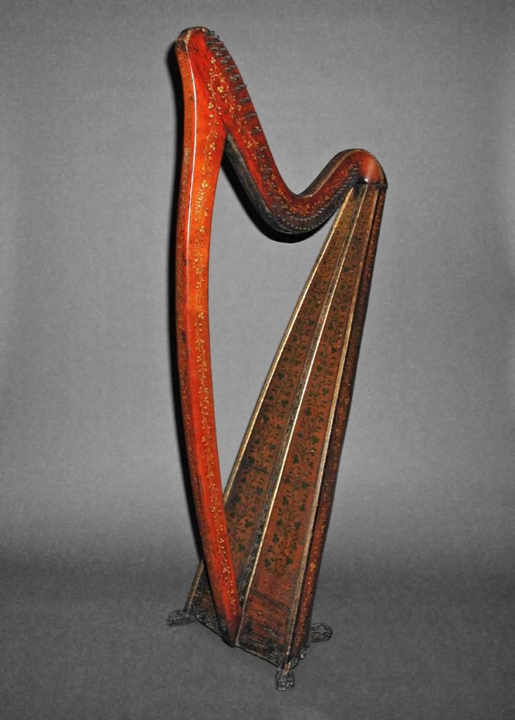 Wire-strung Irish harp by John Egan, mid 1820s. Photo © The Fitzwilliam Museum, used under a Creative Commons License CC-BY-NC