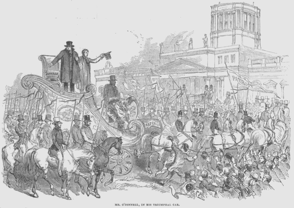 O'Connell parade in Dublin, from Illustrated London News 14 Sept 1844 p165