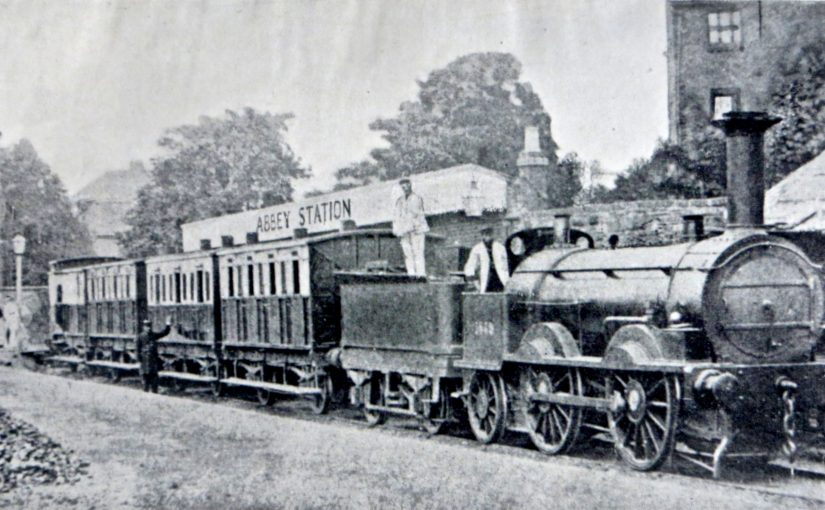 an 1848 Bury, Curtis and Kennedy steam railway engine, similar to those used by the Belfast and Ballymena Railway.